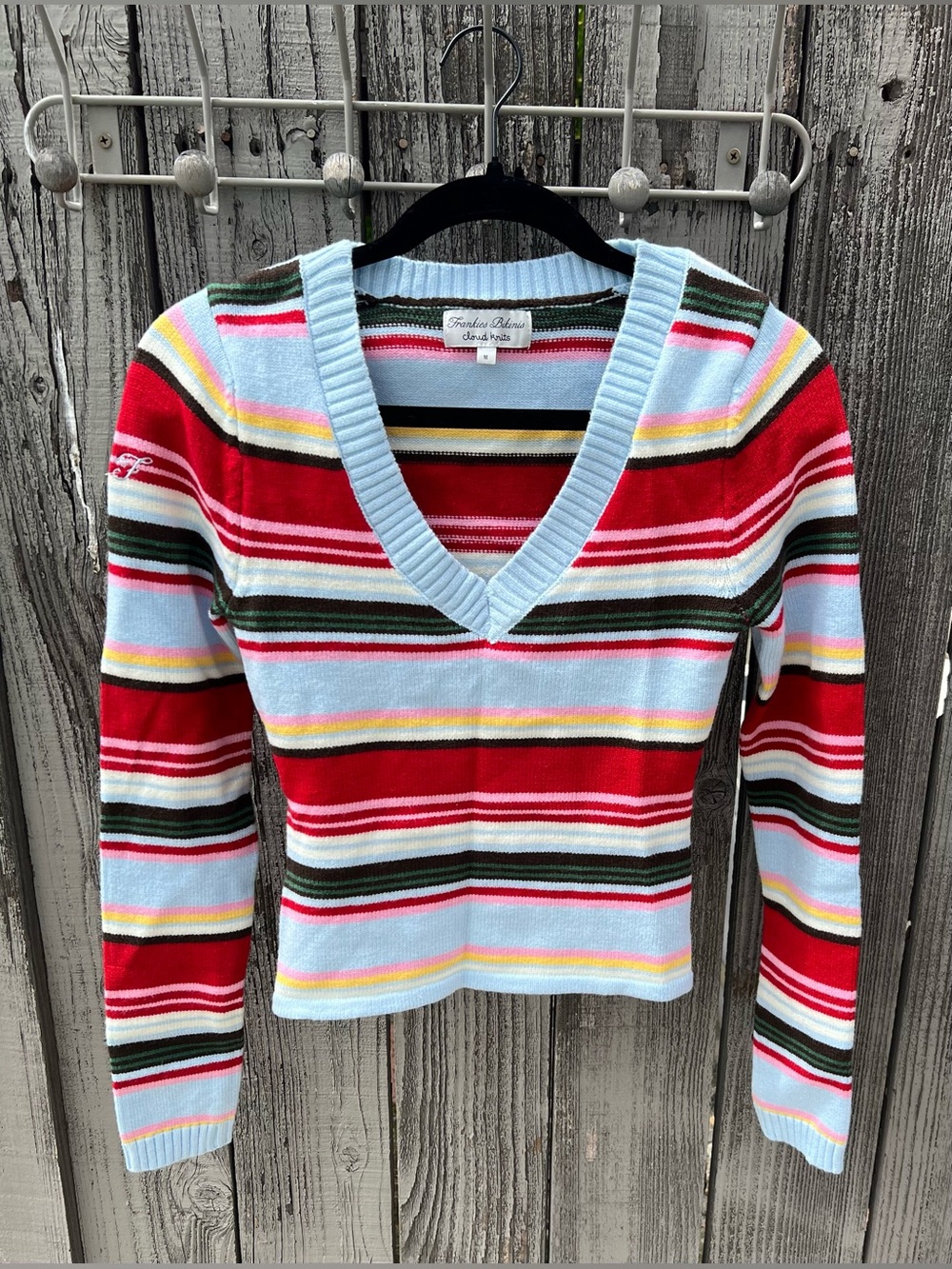 Frankie's Bikinis Kit V Neck Knit Sweater In Ocean Avenue - Picture 4 of 11